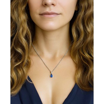 Pear Sapphire necklace in 585 white gold - Selanya Collection