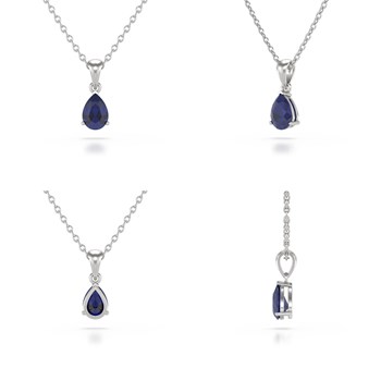 Pear Sapphire necklace in 585 white gold - Selanya Collection