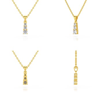 Collier Pendentif ADEN Or 585 Jaune Diamant Chaine Or 585 incluse 0.45grs