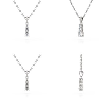 Collier Pendentif ADEN Or 585 Blanc Diamant Chaine Or 585 incluse 0.45grs