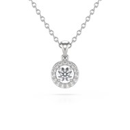 Collier Pendentif ADEN Or 585 Blanc Diamants Chaine Or 585 incluse 0.56grs