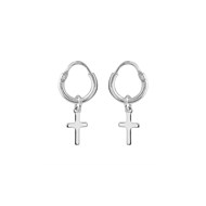 Créoles lisses Pampille croix - Argent