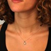 Collier - Pendentif Rond Or Blanc et Diamants - Chaine Argentée - Femme - vue V2