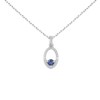 Collier - Pendentif Or Blanc Diamants et Saphir Bleu - Chaine Argentée - Femme - vue V1