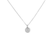 Collier - Pendentif Or Blanc Pavé Diamants - Chaine Argent 925 Offerte