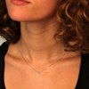 Collier - Pendentif Or Blanc Pavé Diamants - Chaine Argentée - Femme - vue V2