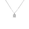Collier - Pendentif Or Blanc Pavé Diamants - Chaine Argentée - Femme - vue V1