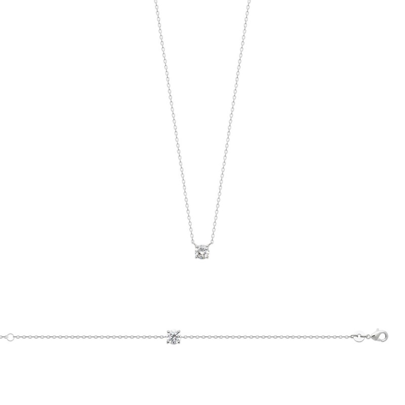 Collier Femme - Argent 925 - Oxyde de zirconium - Longueur : 42 cm