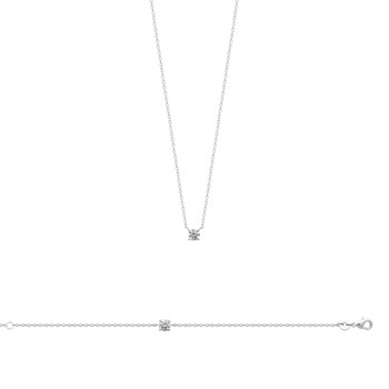 Collier Femme - Argent 925 - Oxyde de zirconium - Longueur : 45 cm