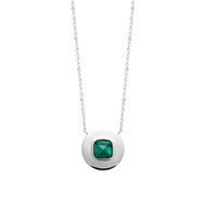 Collier Femme - Argent 925 - Malachite - Longueur : 45 cm