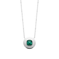 Collier Femme - Argent 925 - Malachite - Longueur : 45 cm