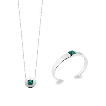 Collier Femme - Argent 925 - Malachite - Longueur : 45 cm