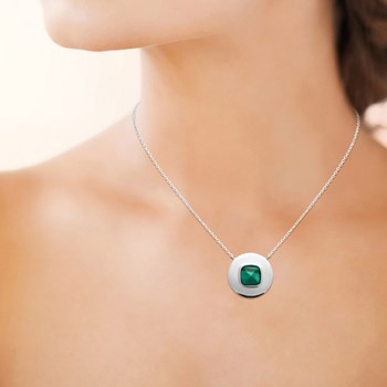 Collier Femme - Argent 925 - Malachite - Longueur : 45 cm