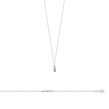Collier Femme - Argent 925 - Oxyde de zirconium - Longueur : 45 cm