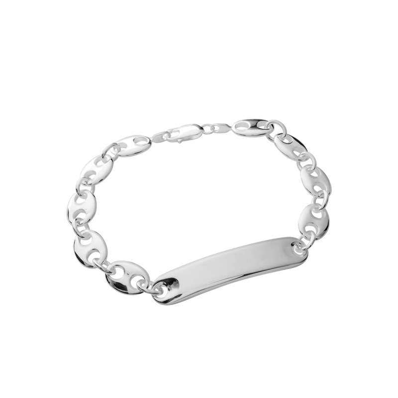 Gourmette Mixte - Argent 925 - Chaîne grain de café - Largeur : 6 mm - Longueur : 19 cm