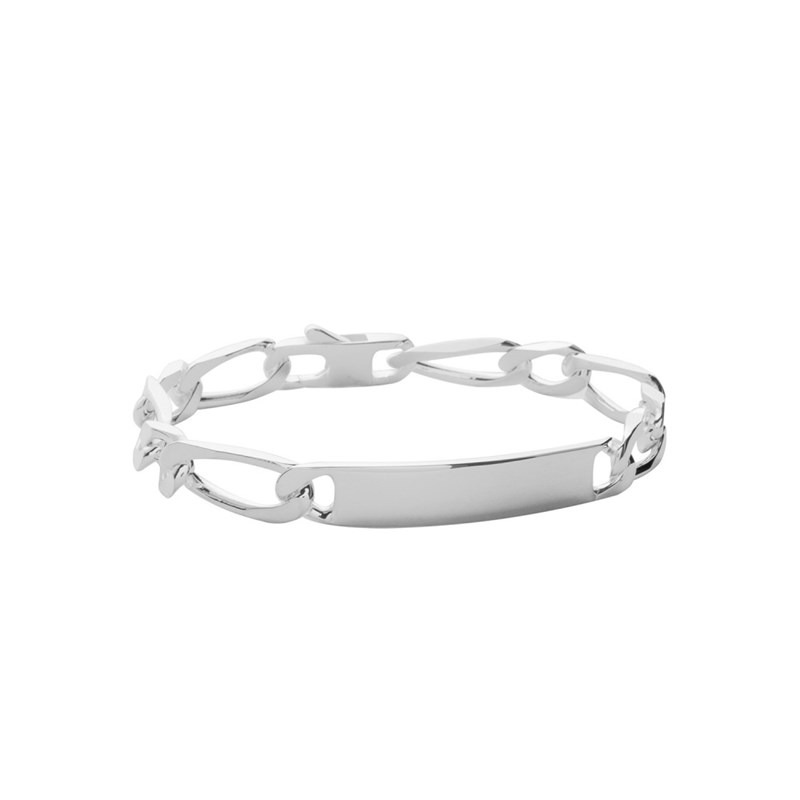 Gourmette Homme - Argent 925 - Cheval alternée 1+1 - Largeur : 7 mm - Longueur : 19 cm