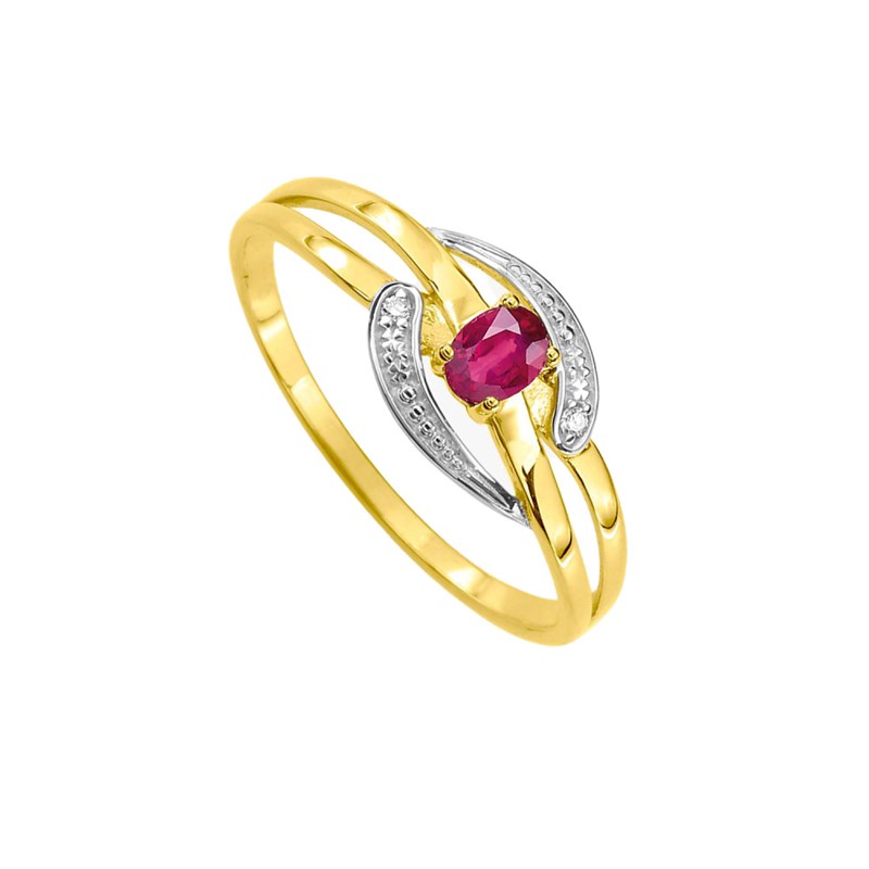 Bague Femme - Rubis - Oxyde de zirconium - Or 9 Carats - vue 2