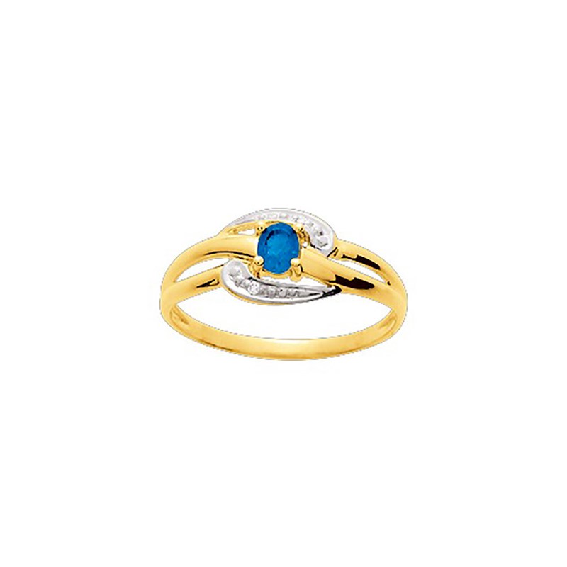 Bague Femme - Saphir - Oxyde de zirconium - Or 9 Carats