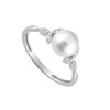 Bague perle femme - Oxyde de zirconium - Argent 925 - vue V2