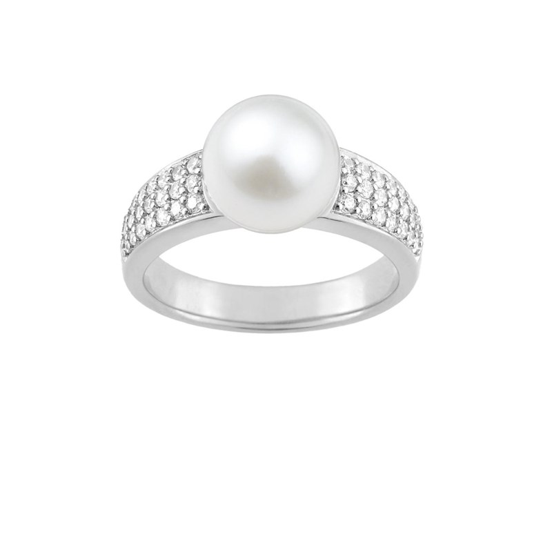 Bague perle femme - Oxyde de zirconium - Argent 925