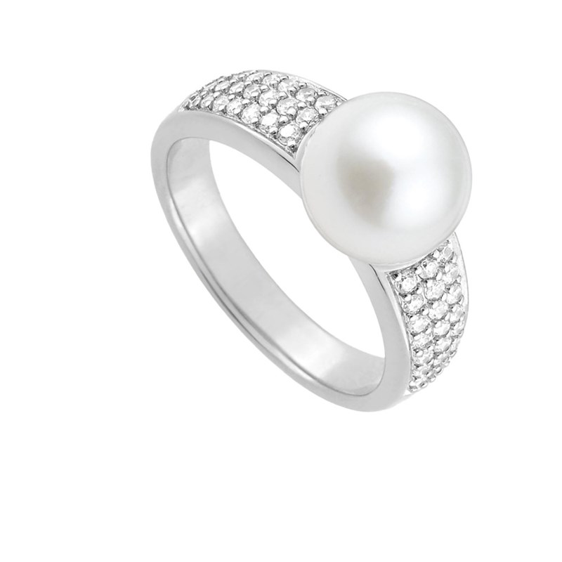 Bague perle femme - Oxyde de zirconium - Argent 925 - vue 2