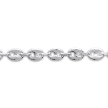 Chaine Mixte - Argent 925 - Chaîne grain de café - Largeur : 3,7 mm - Longueur : 50 cm