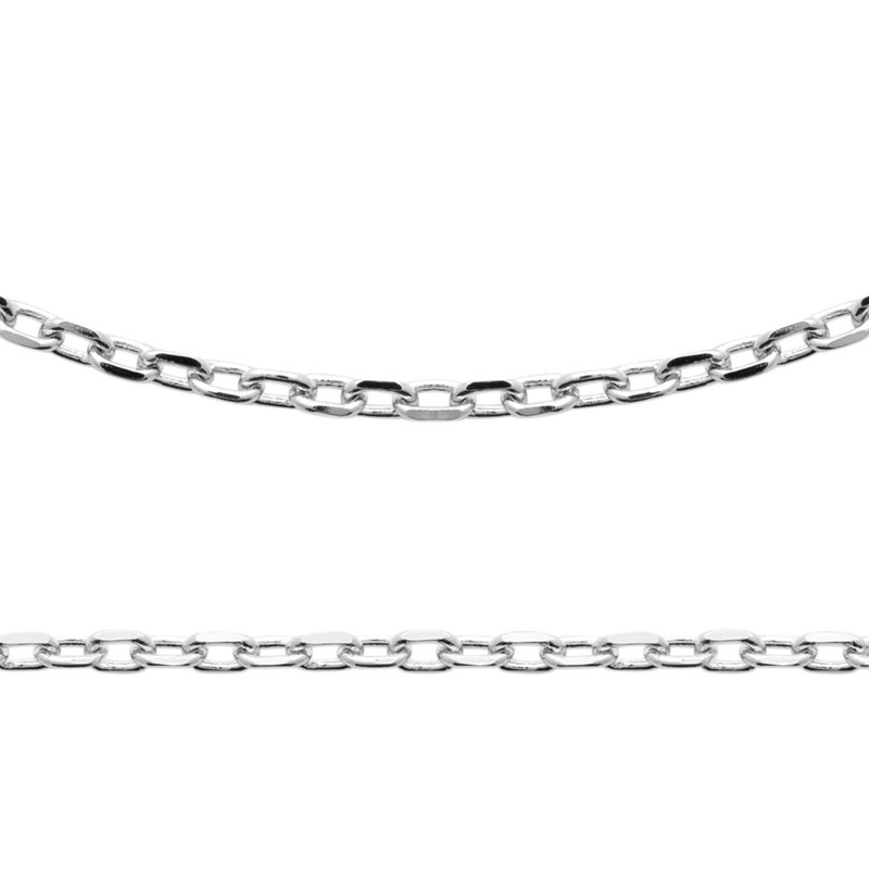 Chaine Mixte - Argent 925 - Chaîne forçat diamantée - Largeur : 2,6 mm - Longueur : 80 cm