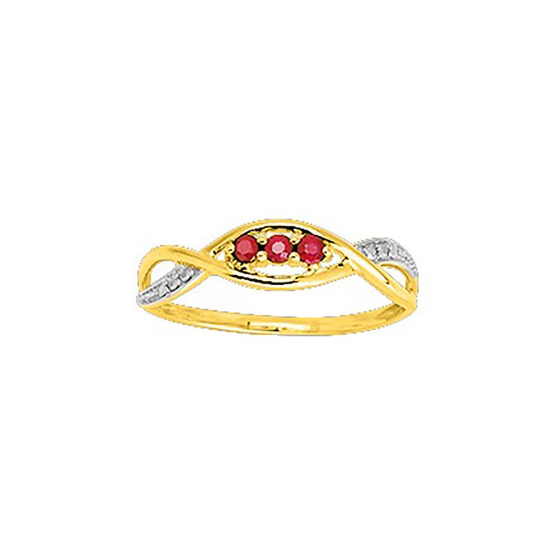 Bague Femme - rubis - Or 9 Carats