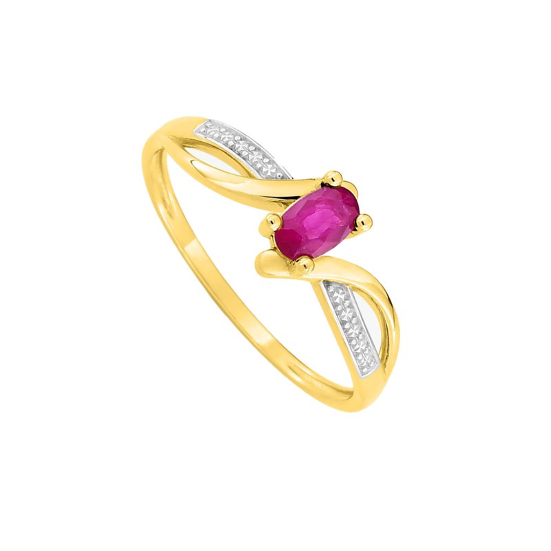 Bague Femme - rubis - Or 9 Carats - vue 2