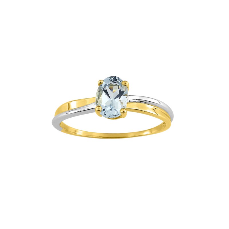 Bague Femme - aigue marine - Or 9 Carats