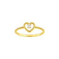 Bague coeur Femme - Oxyde de zirconium - Or 9 Carats