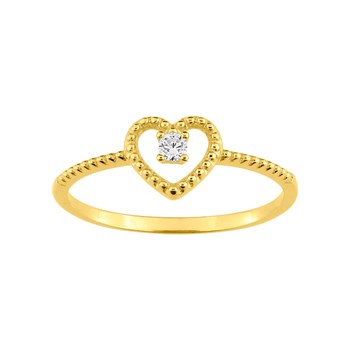 Bague coeur Femme - Oxyde de zirconium - Or 9 Carats