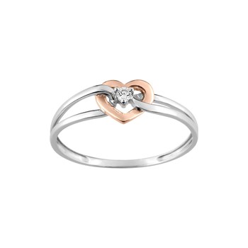 Bague coeur Femme - Oxyde de zirconium - Or 9 Carats