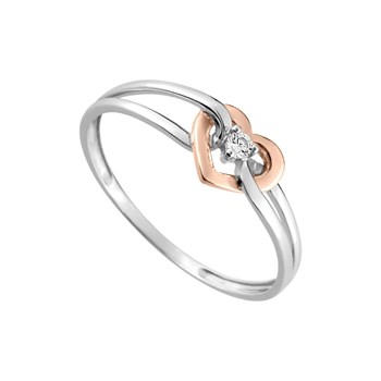 Bague coeur Femme - Oxyde de zirconium - Or 9 Carats