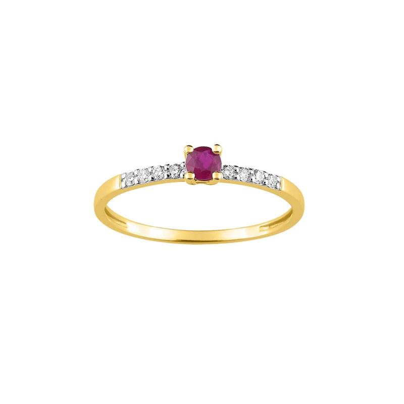 Bague Femme - Rubis - Oxyde de zirconium - Or 9 Carats