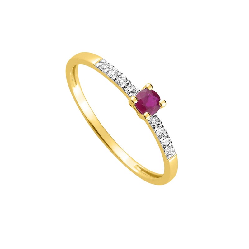 Bague Femme - Rubis - Oxyde de zirconium - Or 9 Carats - vue 2