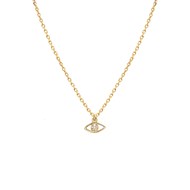 Collier chaine charm cristal oeil laiton doré or fin 24K LILY