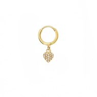 Boucle d'oreille à l'unité laiton doré or fin 24K charm cristal Coeur LILY