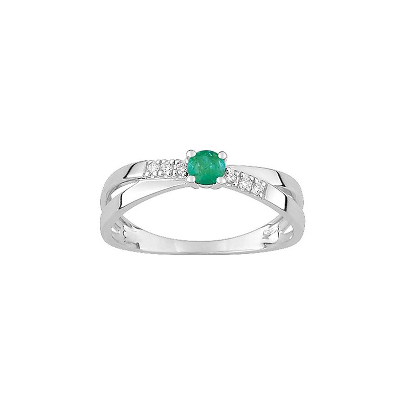 Bague Femme - Emeraude - Oxyde de zirconium - Or 9 Carats