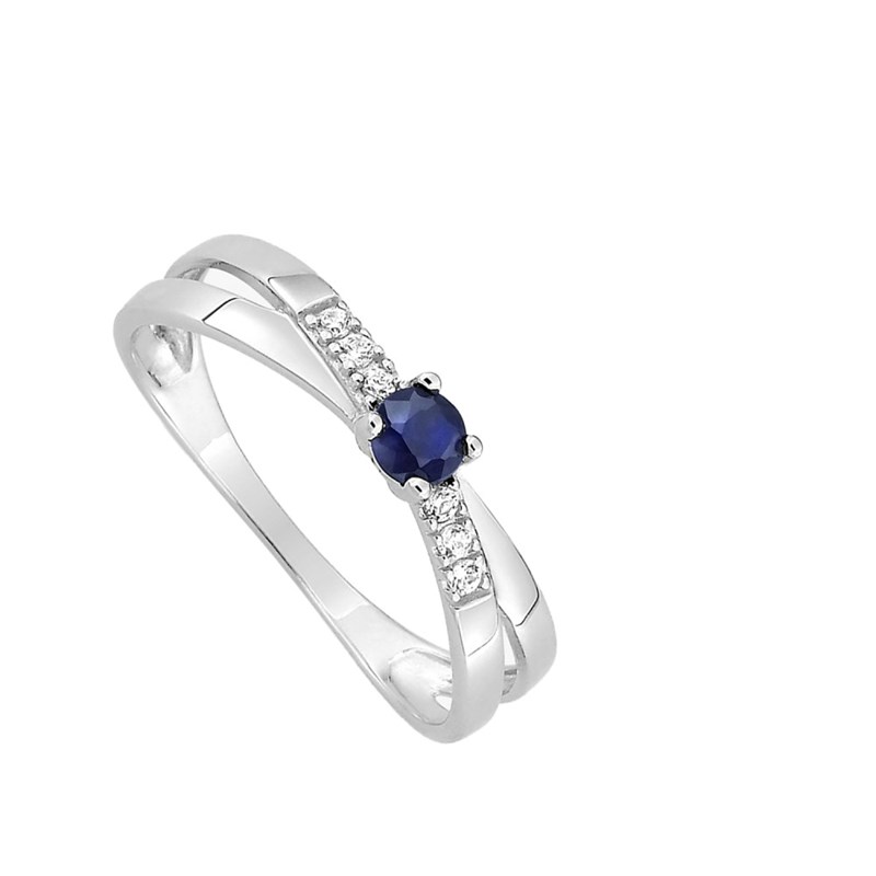 Bague Femme - Saphir - Oxyde de zirconium - Or 9 Carats - vue 2