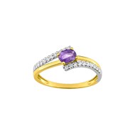 Bague Femme - Améthyste - Oxyde de zirconium - Or 9 Carats