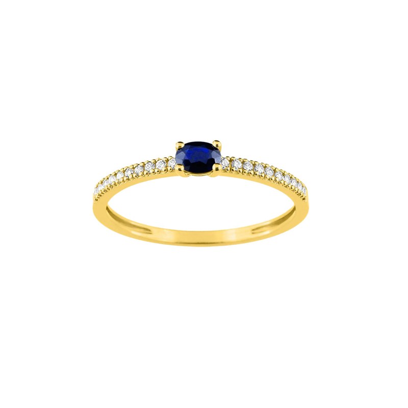 Bague Femme - Saphir - Oxyde de zirconium - Or 9 Carats