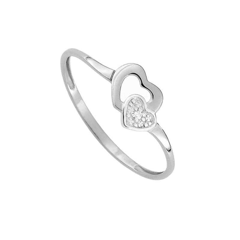 Bague coeur Femme - Or 9 Carats - Diamant 0,005 Carats - vue 2