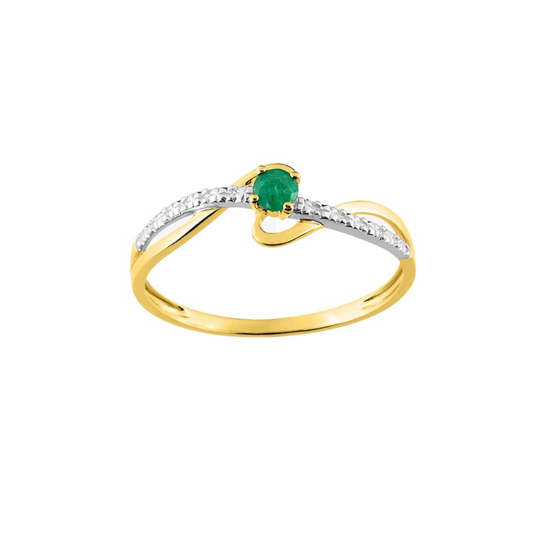 Bague femme - émeraude - Or 9 Carats