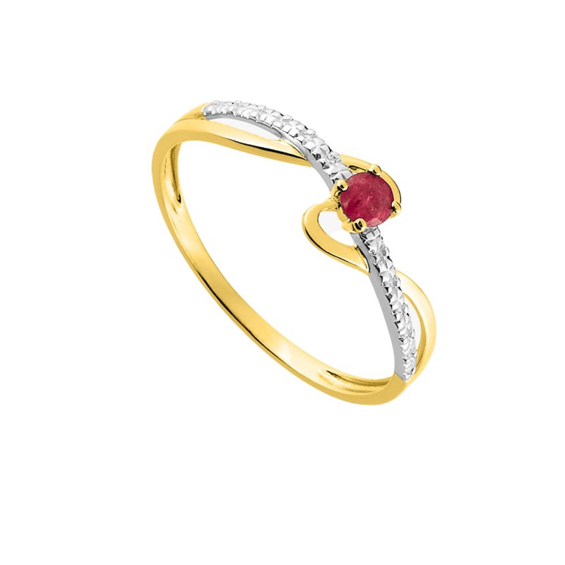 Bague femme - rubis - Or 9 Carats - vue 2