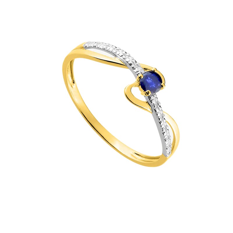 Bague femme - saphir - Or 9 Carats - vue 2