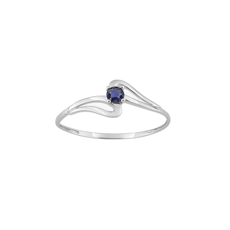 Bague femme - Saphir et Oxyde de zirconium - Or 9 Carats