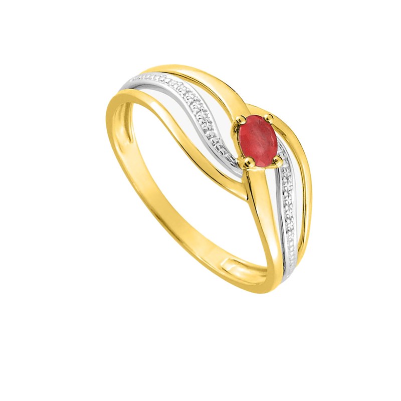 Bague femme - rubis - Or 9 Carats - vue 2