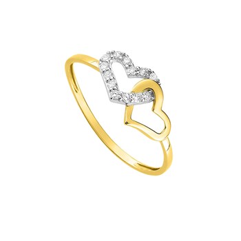 Bague femme - bicolore - Coeur - Or 9 Carats