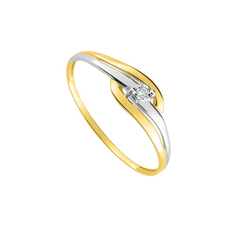 Bague femme - bicolore - Or 9 Carats - vue 2